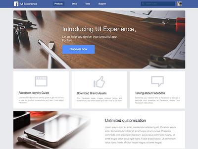 Facebook UI Experience brand experience facebook flat interface minimalist ui