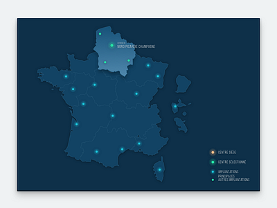 INRA Interactive Map blue dark design flat france inra interactive map minimalist