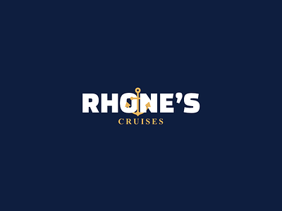 Rhone's Cruises logo anchor blue brand branding company cruises identity logo minimalist sea water yellow