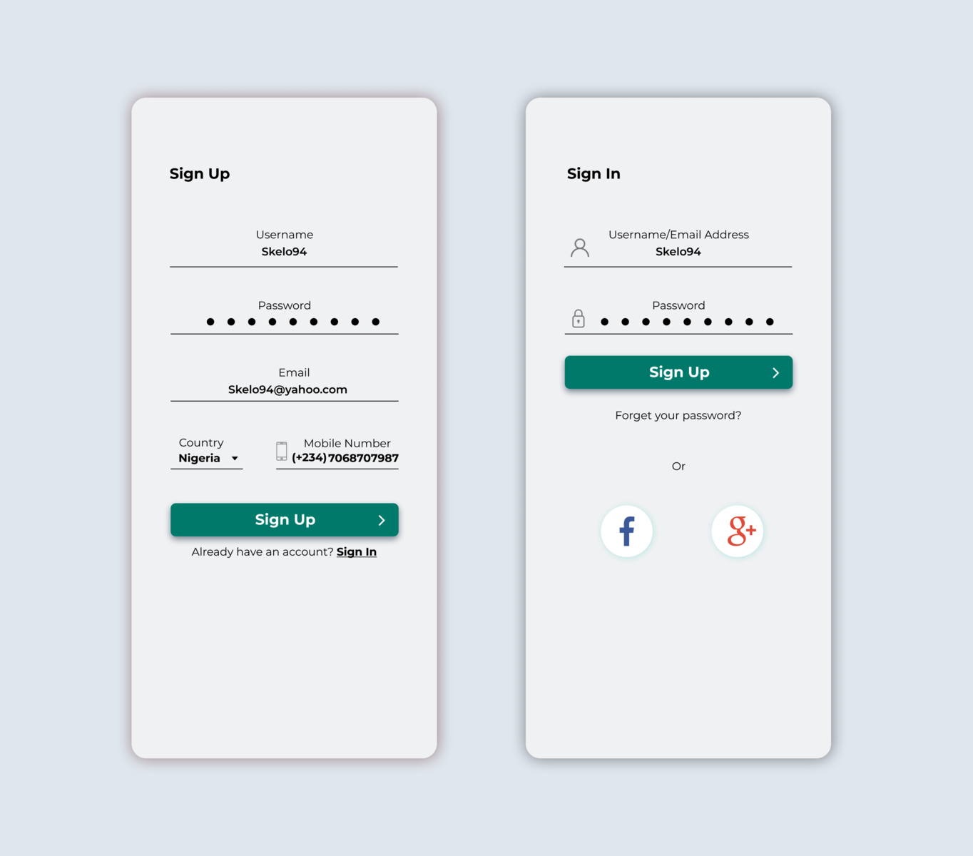 Simple sign up page by Isaiah Akojenu on Dribbble