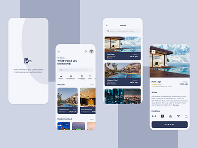 Jara Travel App Concept app apple blue booking branding colors concept design hotel mobile app restaurant shopping travel ui ux