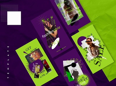 Purple Green asymmetric Brutalist story asymmetric brutalist design fashion girl green hypebeast instagram layout product design purple shop socialmedia story style template theme