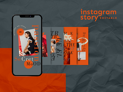 Orange brutalist instagram stories template art blog branding brutalist design grey instagram instagram banner instagram post instagram story instagram story template instagram template posts orange portfolio simple social media social media pack social media templates stories story