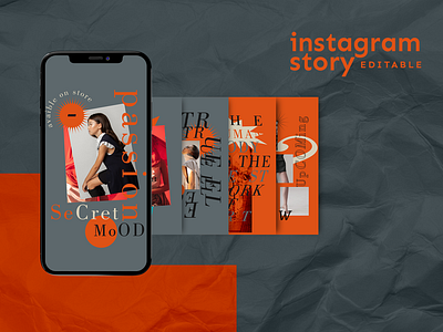 Orange brutalist instagram stories template