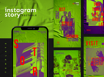 INSTAGRAM STORIES TEMPLATE advertising boys branding design girl green hypebeast illustration instagram instagram stories instagram template layout social media social media design social media pack social media templates socialmedia template ui