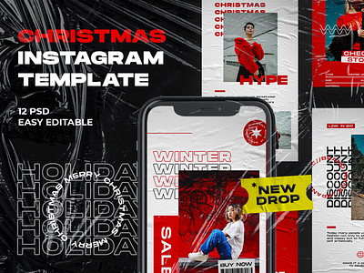 Christmas Hype Instagram Template advertising branding christmas christmas intagram clothing dark design fashion girl hype instagram instagram stories instagram template social media social media pack social media templates