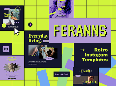 Feranns Fashion Instagram Template branding classic design fashion girl instagram instagram template podcast retro social media trend ui web design