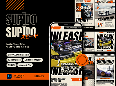 Supido JDM Culture Instagram Template automotive branding car car vlog fast feed honda instagram instagram template japan japanese jdm magazine promotion retro shop story vibe