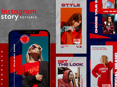 Instagram Stories Template boy branding girl gradient hype hypebeast instagram instagram stories instagram template layout logo red and blue simple template vector