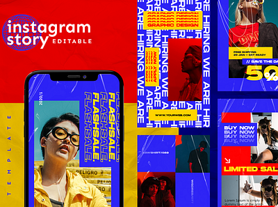 Instagram Stories Template brand design branding colors design girl hype hypebeast instagram stories instagram template layout pop art popup template typography