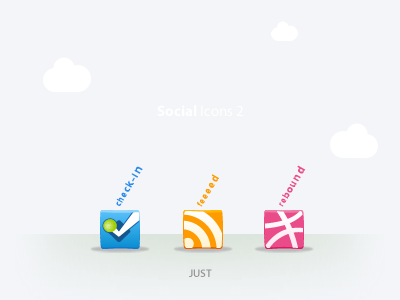 Social Icons 2 check check in dribbble feed foursquare fsq icon icons just check in just feed just rebound rebound rss social