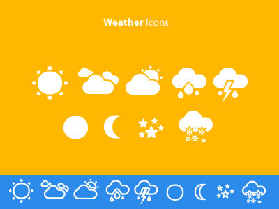 Weather Icons cloud clouds halfmoon icon icons lightning moon rain snow stars sun weather