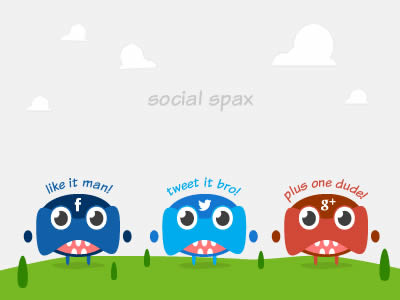 Social Spax char character facebook google little guy monster plus social spax twitter