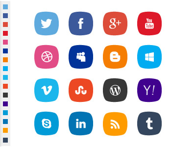 PSD social icons with original colors