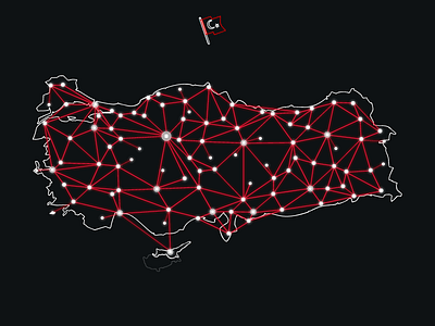 Turkey "Network" Map (black) cable dot kktc map network turkey turkish web
