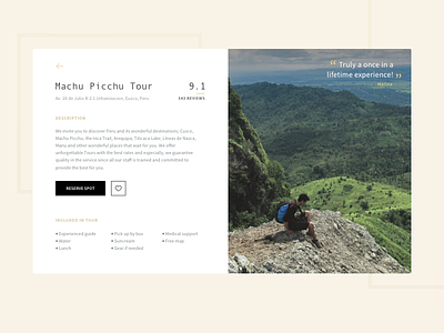 Touring Experience book tour detail detail page detail screen favorite nature photography product detail reserve reserved review reviews search shop ui touring travel app travel ui ui web travel