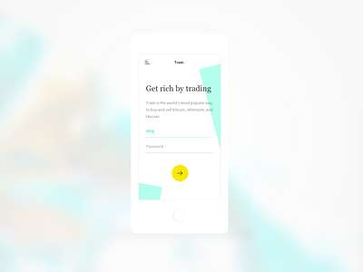Crypto Trader abstract android app ui arrow clean crypto cryptocurrency cta ios login now login screen minimal mobile mobile app sign up simple trader ui white yellow
