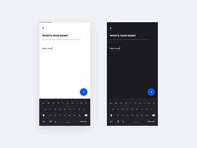 What's your name? android app black custom dark flow ios keyboard light minimal mobile name onboarding phone simple step 1 white