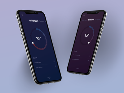 Home Thermostat android app clean control room daily dark home house ios minimal mobile mobile app phone room smart smart home stats swipe thermostat ui