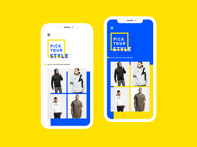 Pick Your Style - Fashion Shop abstract android black white blue blue and yellow bold bright clothes clothing colorful fashion ios minimal mobile mobile app pick pick your style picker selector yellow