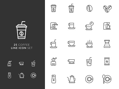 Coffee line icon set icon vector