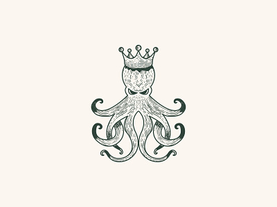 Octopus King animal design illustration king logo modern monogram ocean octopus typography vector vintage