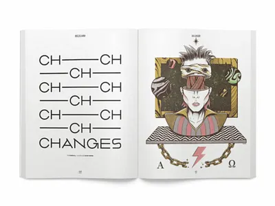 Changes alpha bowie chain david bowie design dimensional editorial illustration interestellar lazarus magazine omega press print surreal art surrealism twin peaks weird yorokobu ziggy stardust