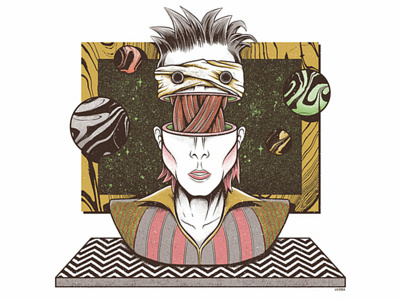 David Bowie bowie david bowie design dimension editorial gate illustration interdimensional interstellar lazarus magazine planets press print space surrealism twin peaks weird yorokobu ziggy stardust