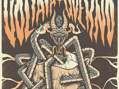 Voltaia + Qverno detail design dragon gig poster gig posters gigposter illustration lettering lowbrow poster art snake surrealism