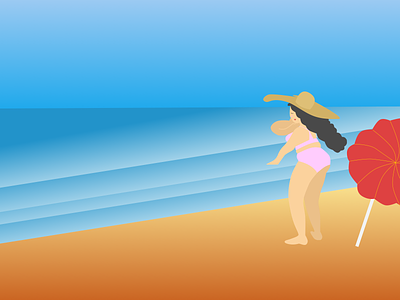 Woman on the Beach - My first digital illustration bodypositive design femaleempowerment figure illustration vector woman