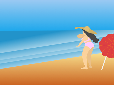 Woman on the Beach - My first digital illustration