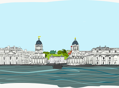 Old Royal Naval College, Greenwich. design drawing illustration illustrator ipad ipadpro landscape london