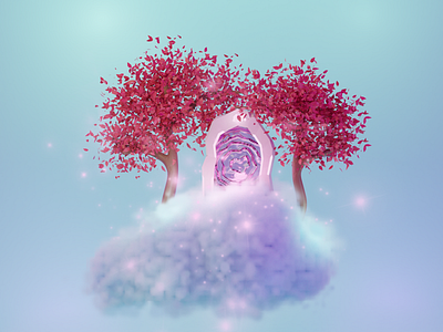 Portal on a cloud 3d 3d illustration blender blender 3d cloud pastel portal tree