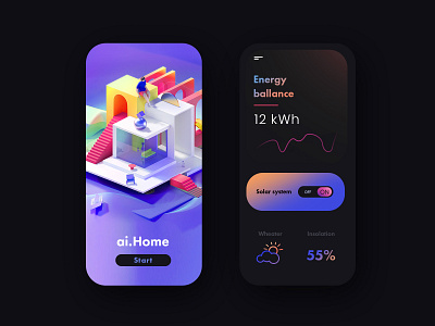 AI home concept app 3d dark design flat graphic design illustration interface lowpoly mobile modern ui ux