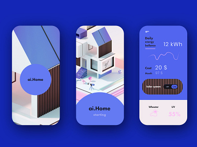 AI home concept app V2 3d 3d art design graphic design illustration low poly lowpoly ui