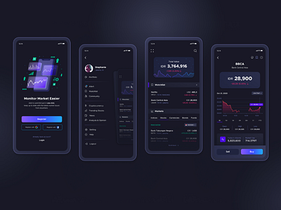 Stock Market Investment Apps | Dark Mode Design Exploration