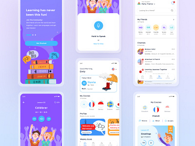 Language Learning Apps | Design Exploration app design illustration language learning app mobile app mobile app design mobile ui ui uidesign ux uxdesign vector