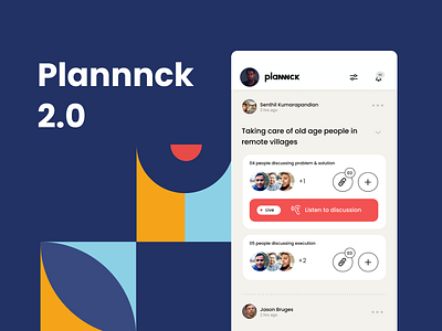 Plannnck 2.0 app design feed interface mobile plannnck timeline ui ux