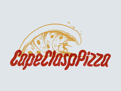 Cape Clasp Pizza 01 cape clasp design hand lettering icon illustration lettering logo ocean pizza pizza logo slice surf texture type typography water wave