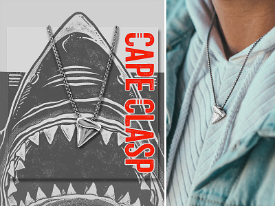 Shark Tooth cape clasp design jewelry marine model necklace ocean packaging shark silver tooth
