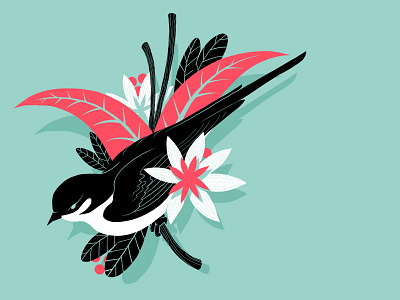 Flower Power berry bird branch flower illustration pattern swallow