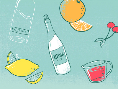 Punch Dribbble alcohol cherry christmas holiday ingredients lemon orange punch recipe texture vodka wine