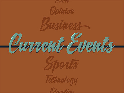 Current Events brown business challenge current events news sports teal type