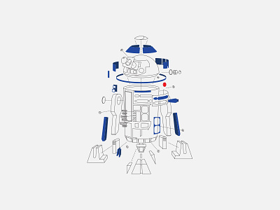 Deconstructed R2D2 disney illustration licensing lucasfilm r2 d2 r2d2 star wars style guide the last jedi