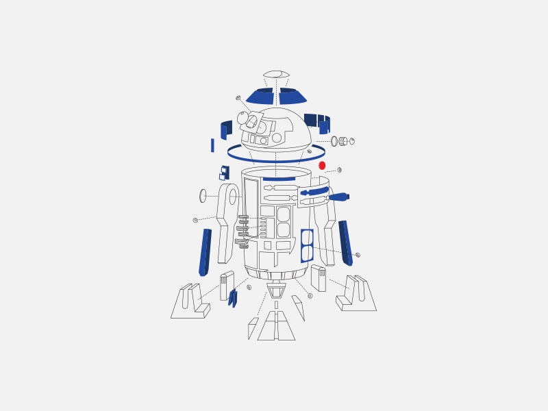 Deconstructed R2D2 the last jedi illustration style guide licensing disney lucasfilm r2-d2 r2d2 star wars