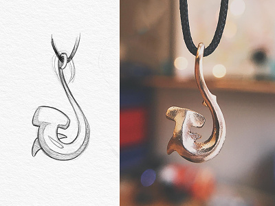 CC Product Design cape clasp necklace product design shark sketch