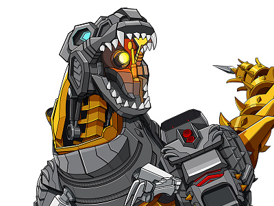 Grimlock 001 dinosaur flat color game grimlock illustrator licensing linework toy transformers vector