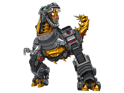 Grimlock 002 dinosaur flat color game grimlock illustrator licensing linework toy transformers vector