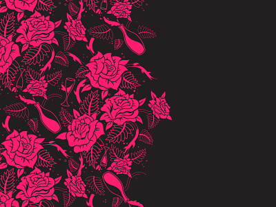 Roses and Rosé flowers graphic illustration pattern rose rosé wine