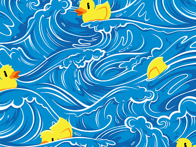 Duck Duck Goose duck illustration ipad pro pattern repeat rubber ducky water waves